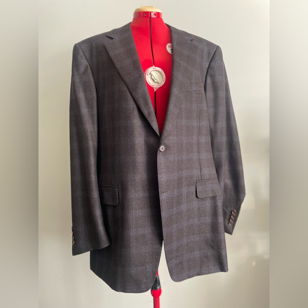Canali Men's Charcoal Gray Windowpane Sport Coat